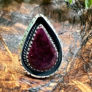 925 Sterling Silver & Purple Spiny Oyster Shadow Box Ring Size 10
